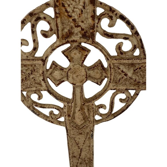 Antique Ornate Cast Iron Celtic Cross‎ Tabletop Decor - Picture 3 of 8